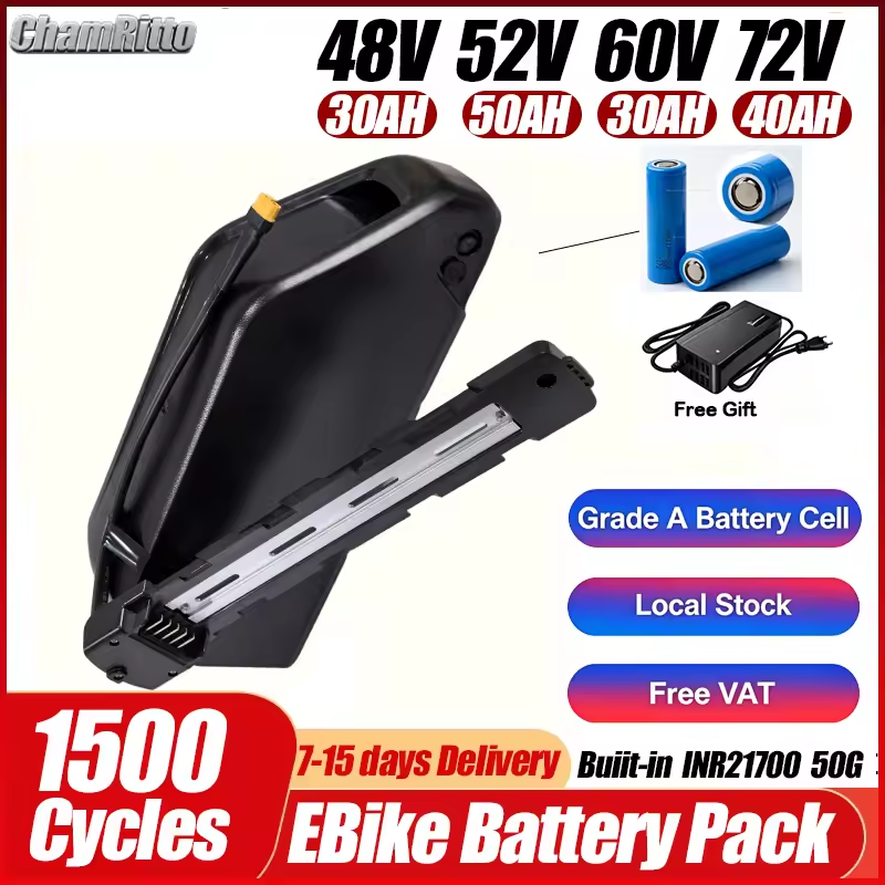Cham 52V 48V 72V 50Ah 60Ah Bat – Ebike Battery 48V 20Ah Hailong Bewertung und Preis